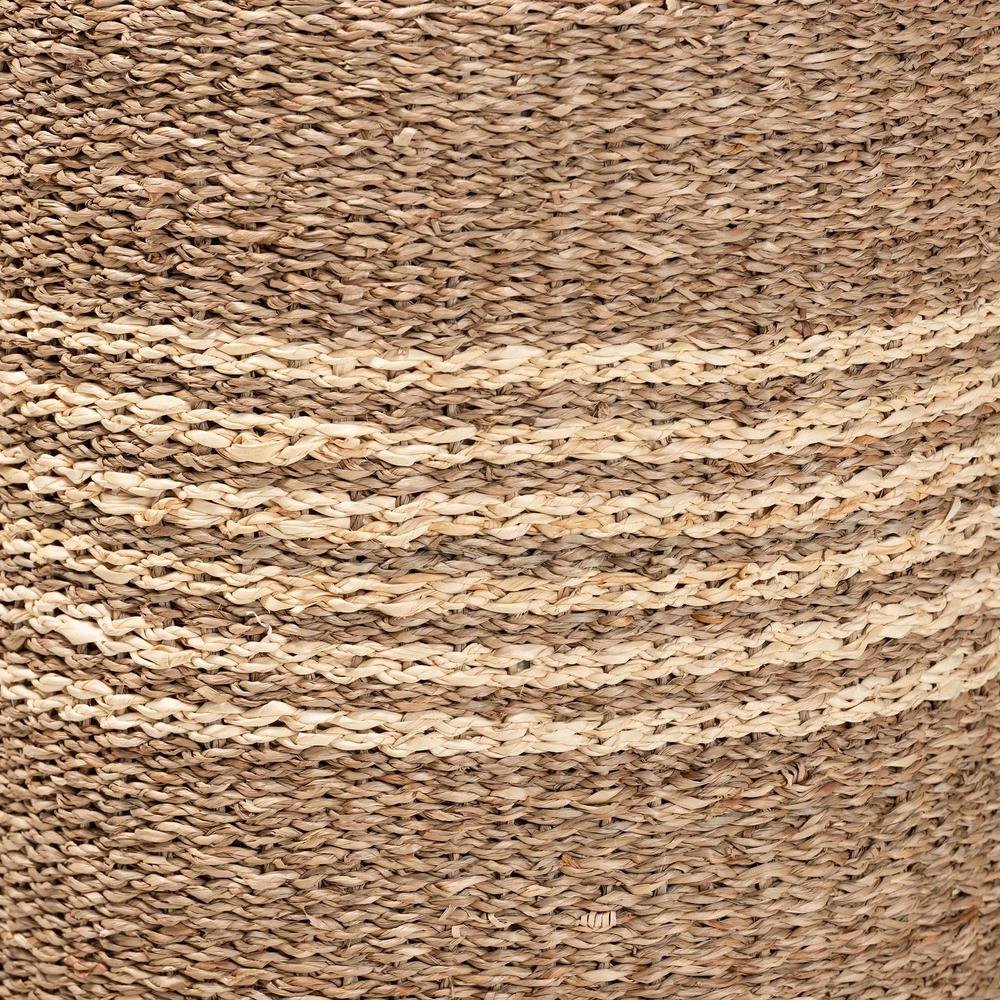 bali & pari Wickham Modern Bohemian Natural Brown Seagrass Ottoman Footstool. Picture 9