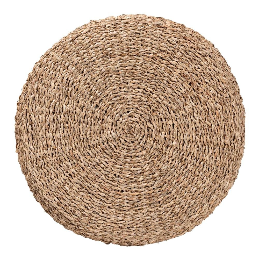 bali & pari Wickham Modern Bohemian Natural Brown Seagrass Ottoman Footstool. Picture 10