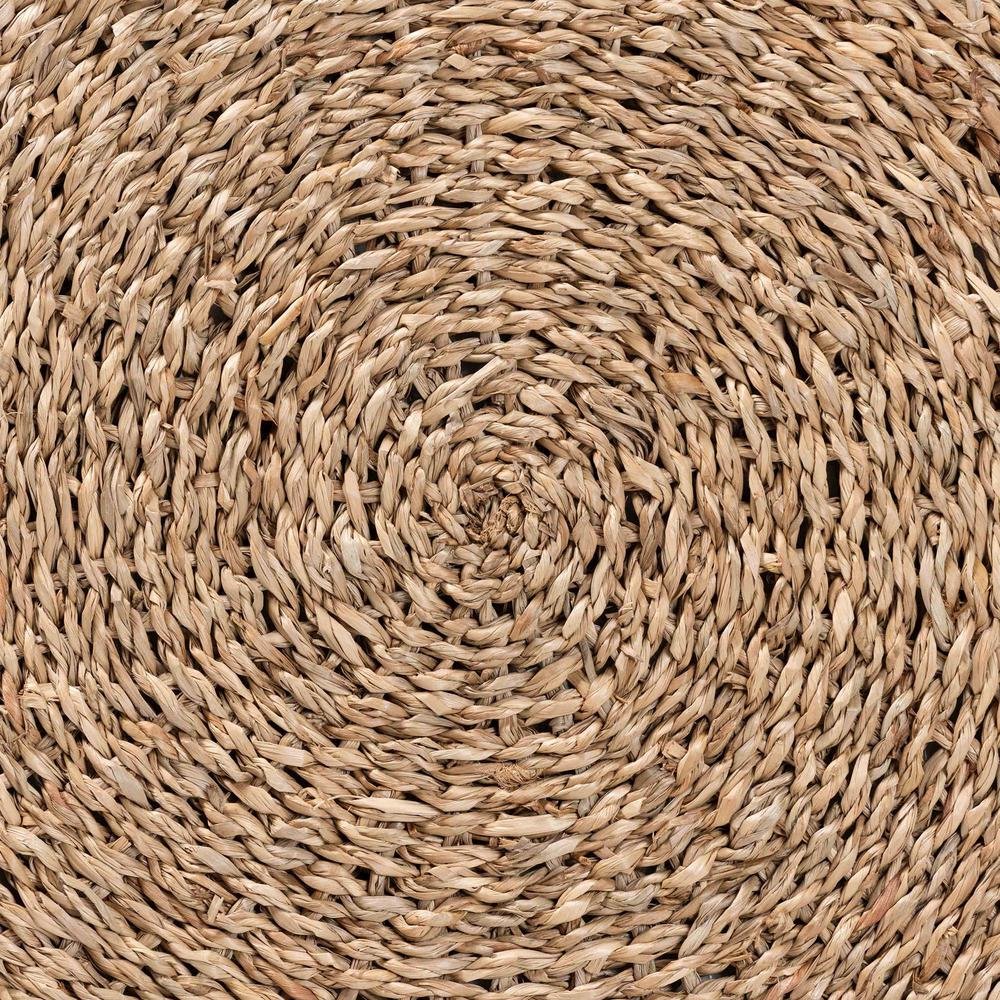 bali & pari Wickham Modern Bohemian Natural Brown Seagrass Ottoman Footstool. Picture 11