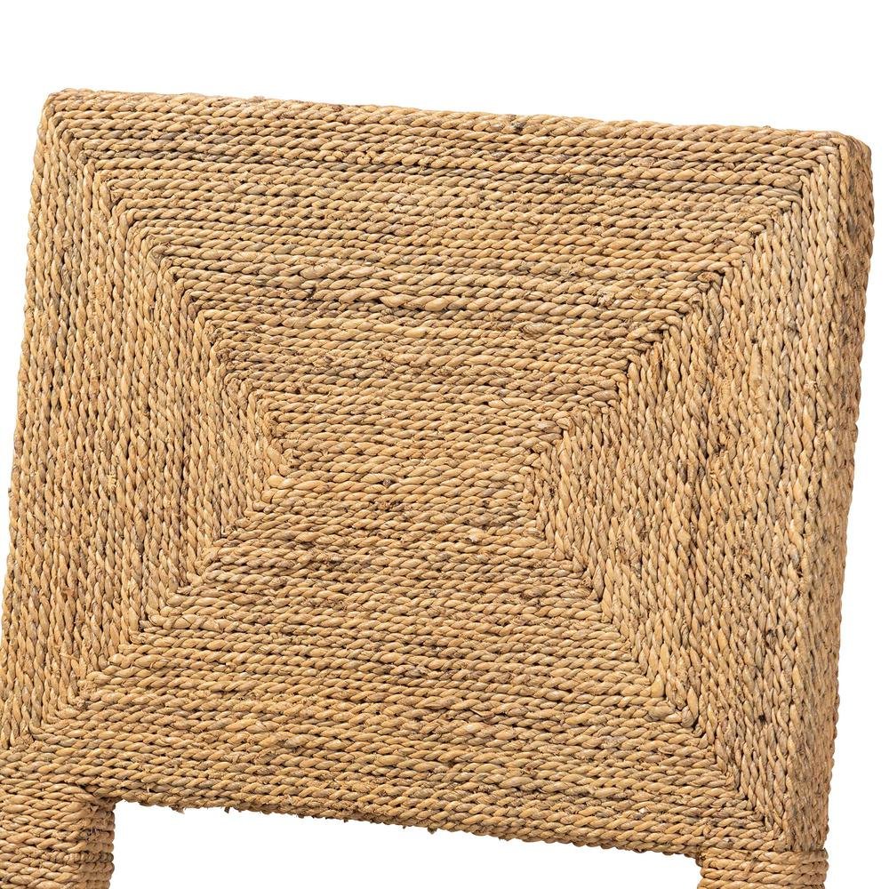 Anfield Modern Bohemian Natural Seagrass and Mahogany Wood Dining Chair. Picture 15