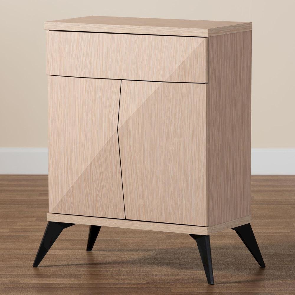 Modern Two-Tone Light Brown and Black Wood 2-Door Sideboard Buffet. Picture 17