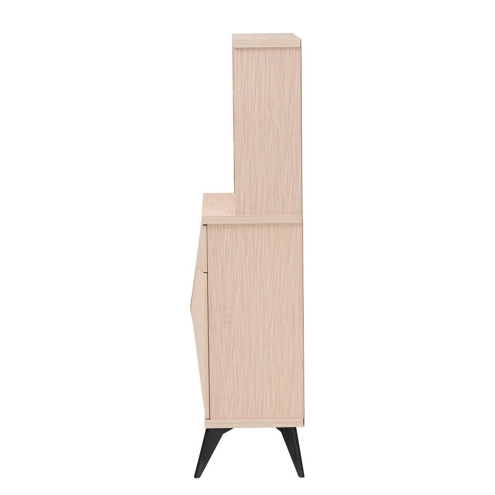 Draper Mid-Century Modern Two-Tone Light Brown and Black Wood Kitchen Cabinet. Picture 13