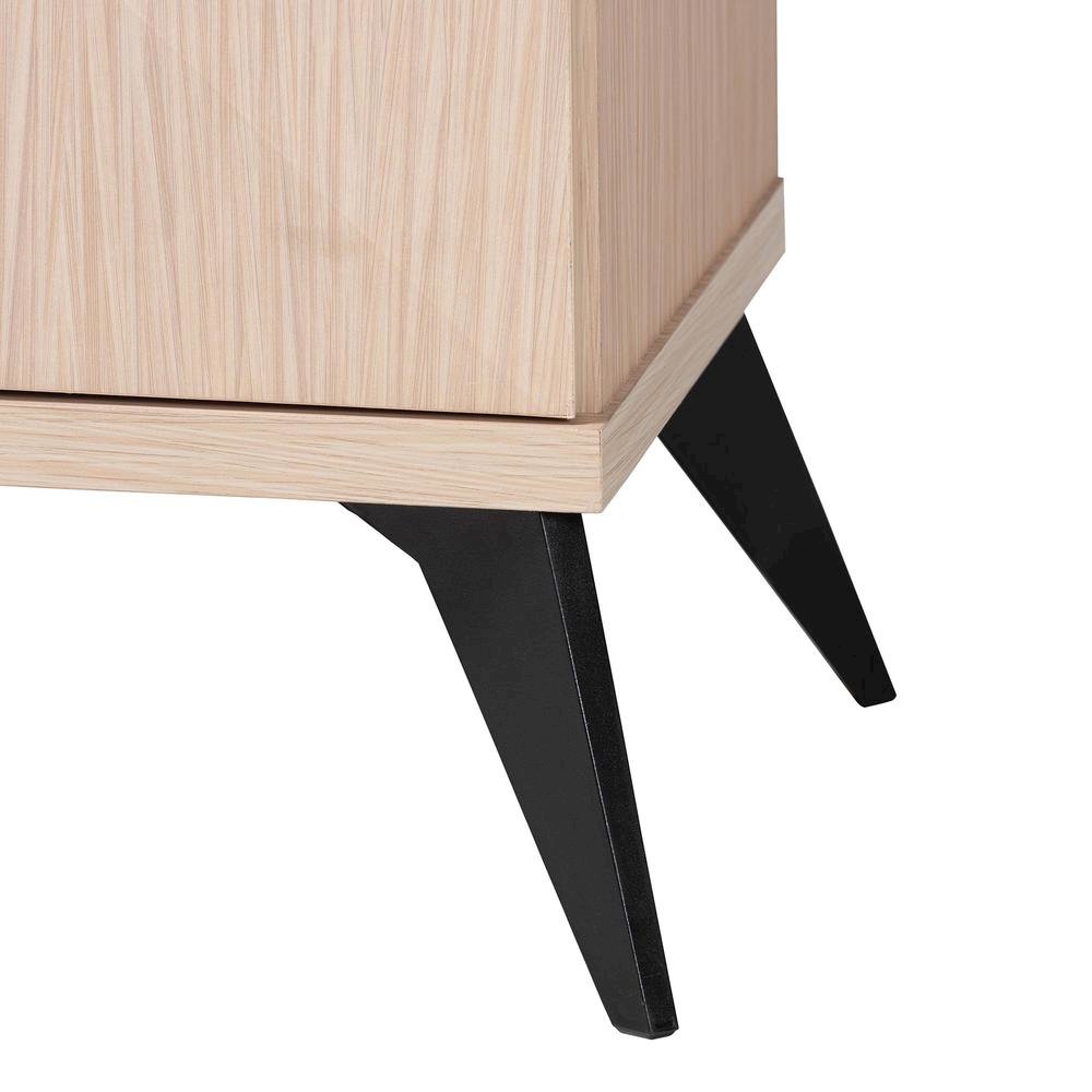 Draper Mid-Century Modern Two-Tone Light Brown and Black Wood Kitchen Cabinet. Picture 14