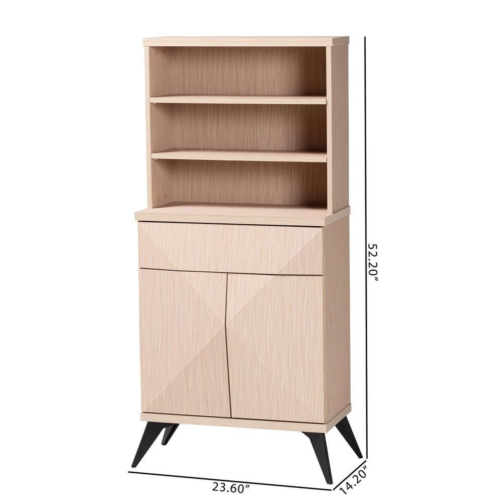 Draper Mid-Century Modern Two-Tone Light Brown and Black Wood Kitchen Cabinet. Picture 18