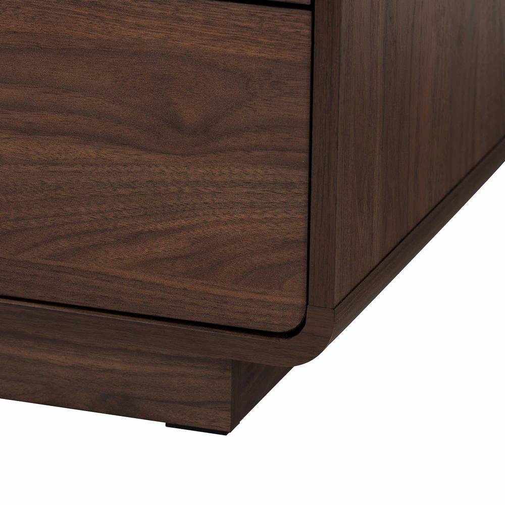 Jenibelle Classic Walnut Brown Wood 5-Drawer Chest with Rattan Drawer. Picture 16