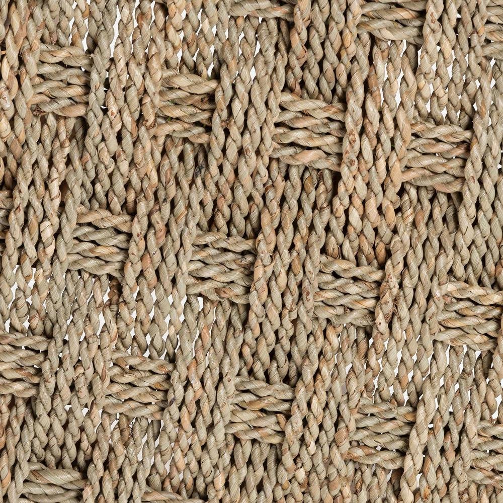 Denver Modern Bohemian Natural Seagrass and Acacia Wood Stool. Picture 13