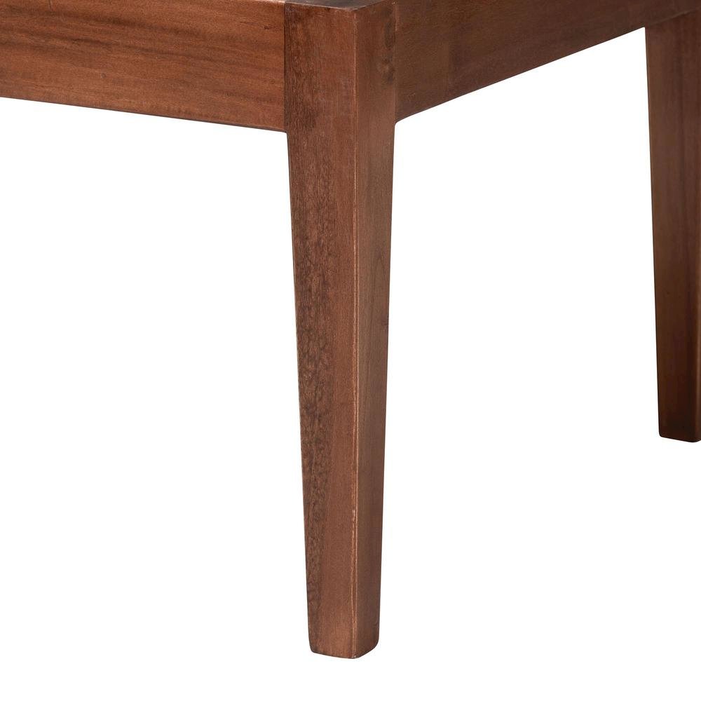 Nautral Brown Rattan and Brown Acacia Wood 2-Piece Dining Nook Banquette Set. Picture 12