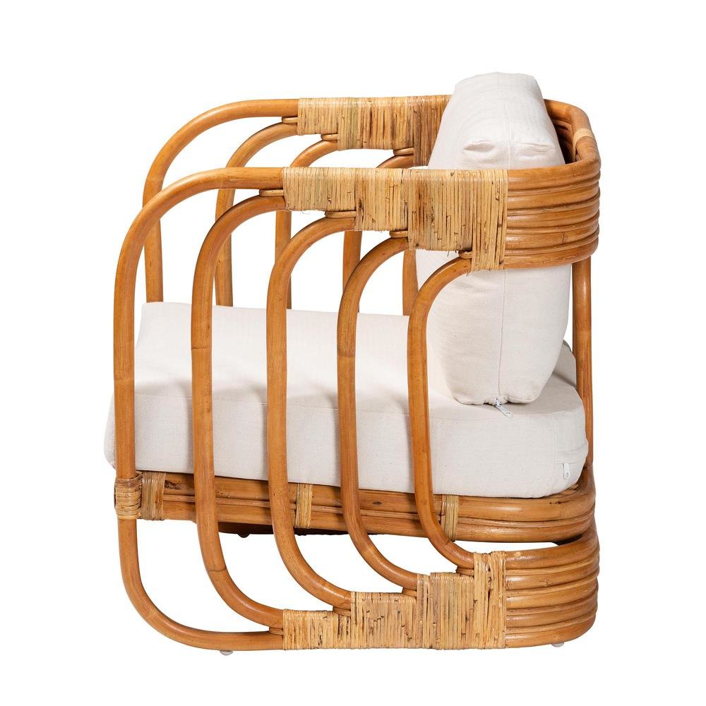 Corsa Modern Bohemian Natural Rattan Arm Chair. Picture 13