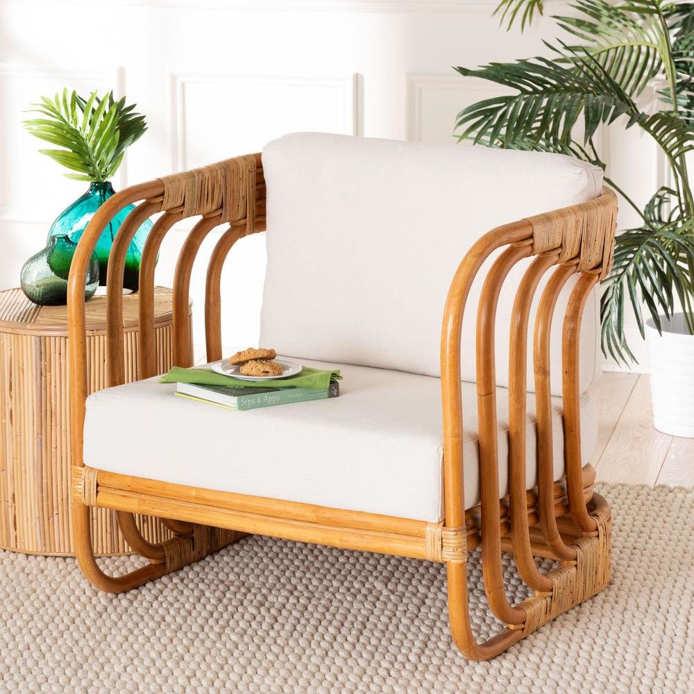 Corsa Modern Bohemian Natural Rattan Arm Chair. Picture 18