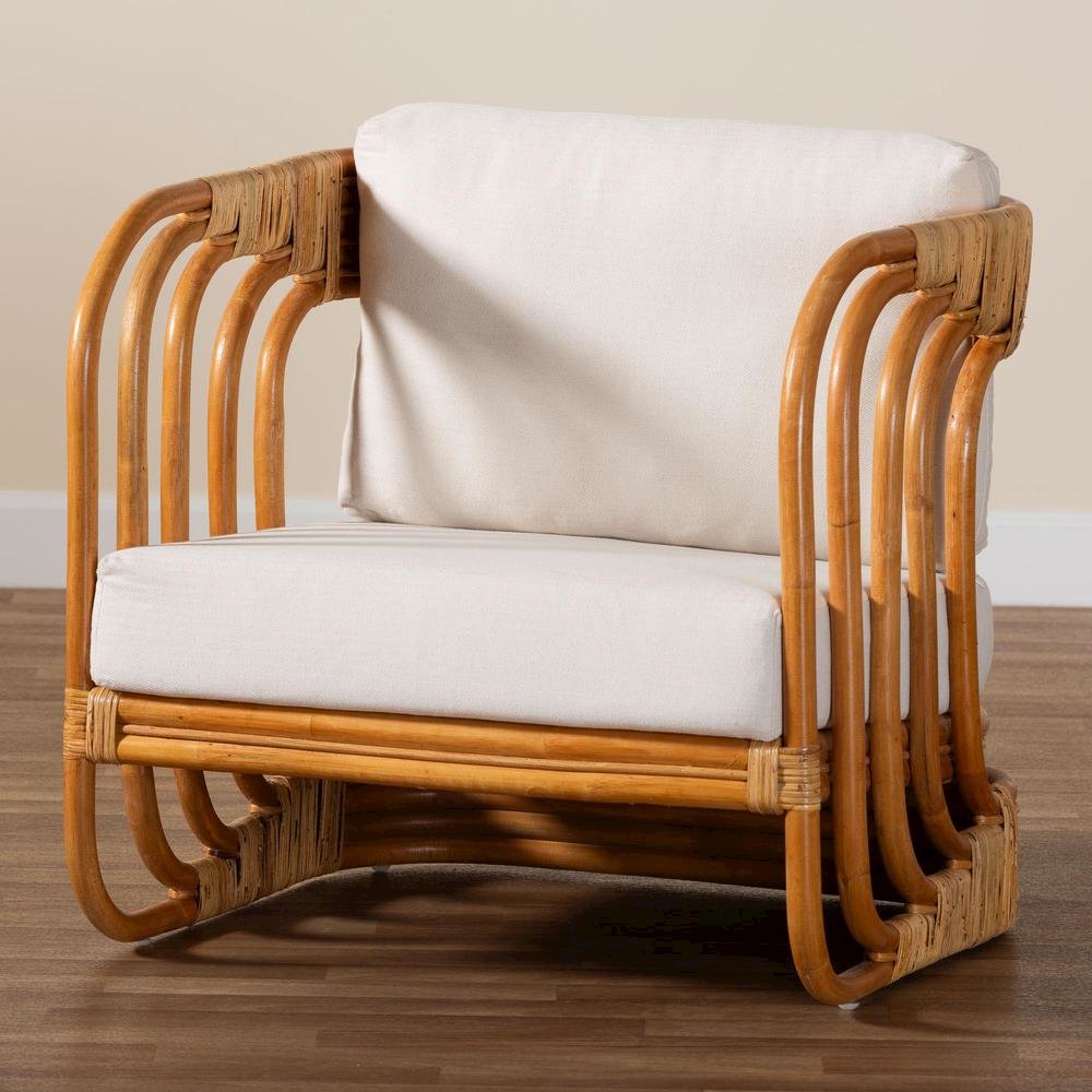 Corsa Modern Bohemian Natural Rattan Arm Chair. Picture 19