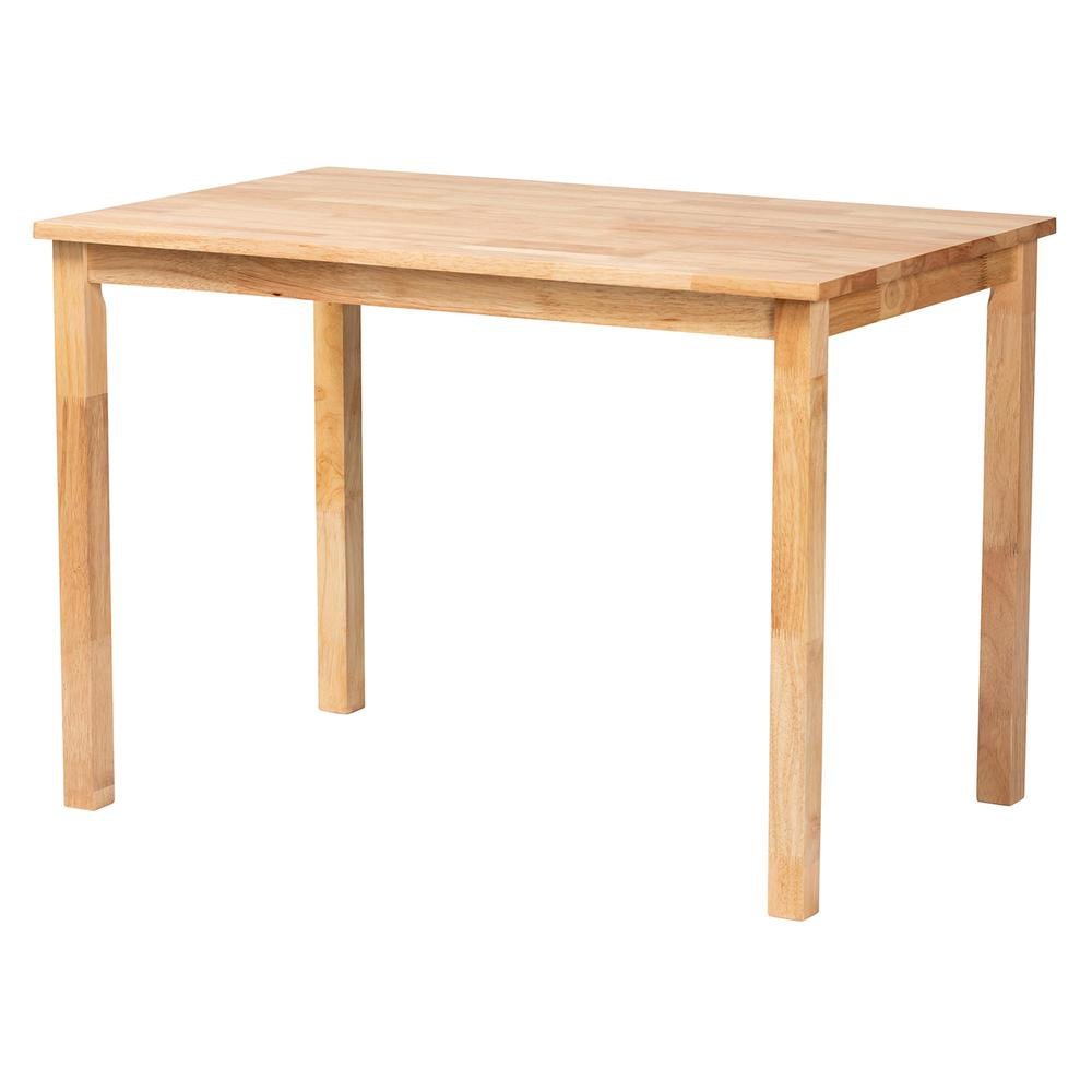 Modern Bohemian Natural Kubu Rattan Bench and Wood Table 3-Piece Dining Nook Set. Picture 5
