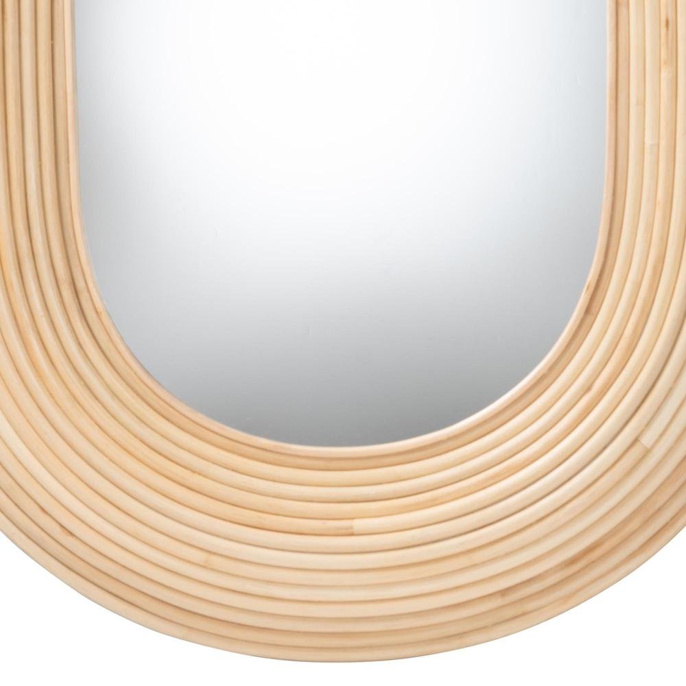 Drucilla Modern Bohemian Natural Brown Rattan Oval Accent Wall Mirror. Picture 8