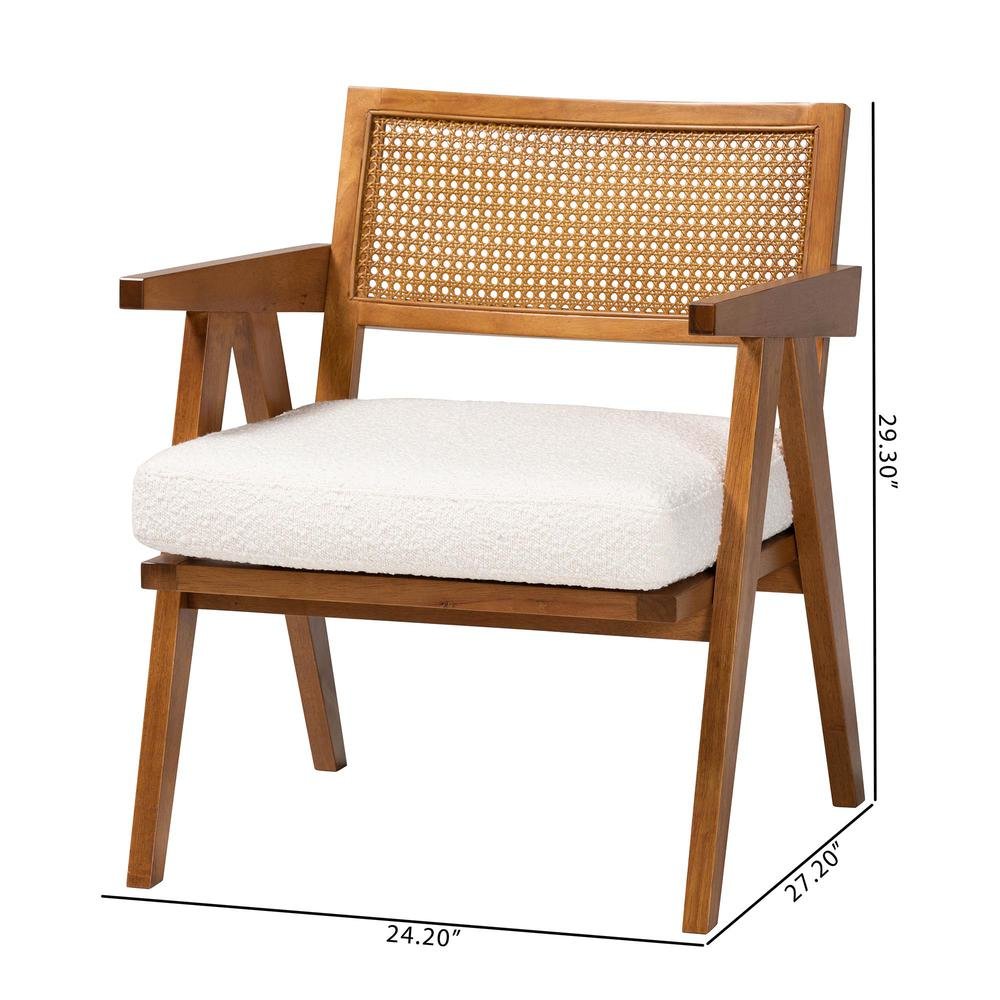 Jetsam Japandi Cream Boucle Fabric and Walnut Brown Finished Wood Arm Chair. Picture 20