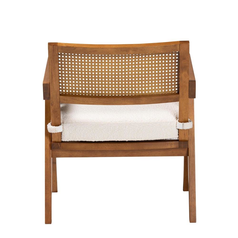 Jetsam Japandi Cream Boucle Fabric and Walnut Brown Finished Wood Arm Chair. Picture 14