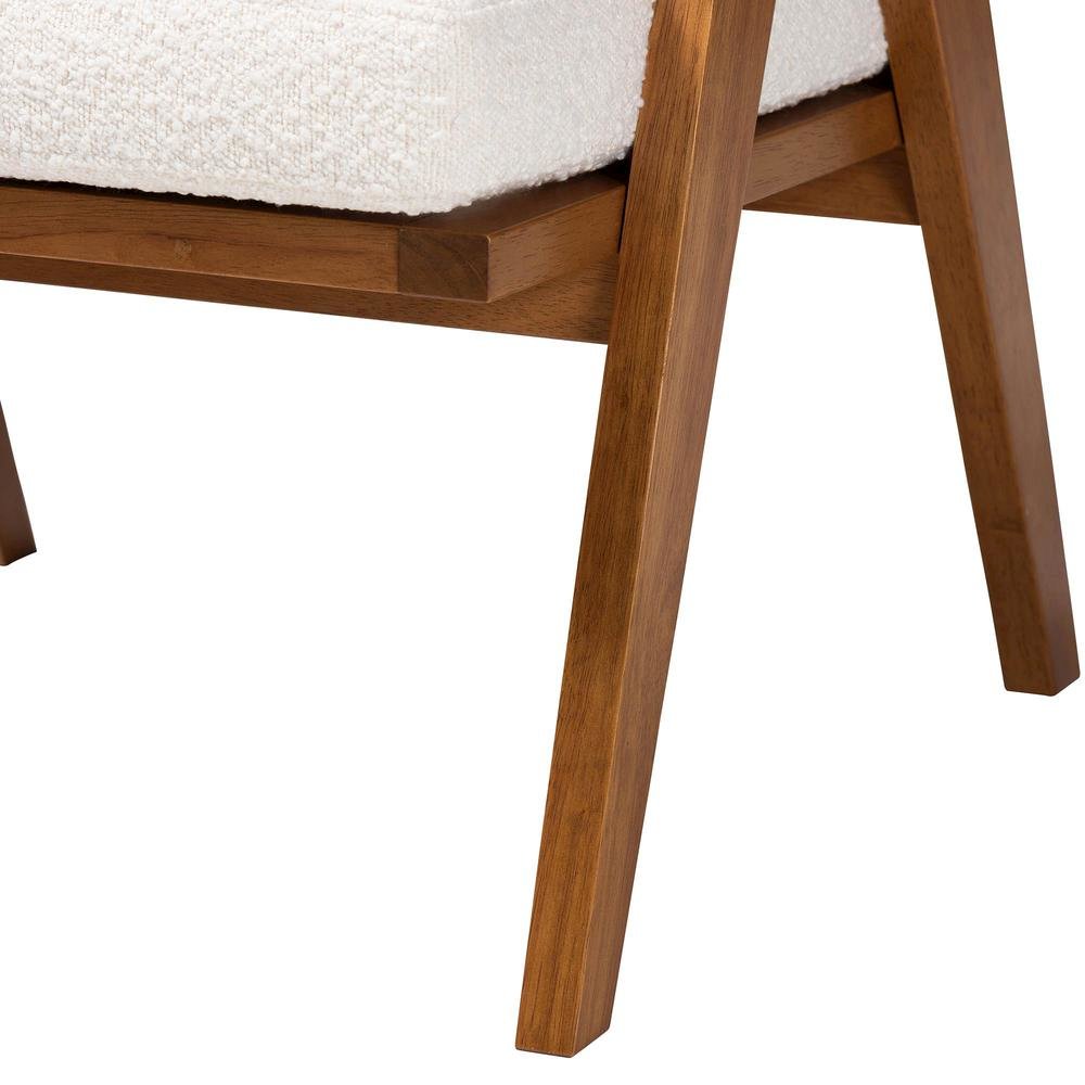 Jetsam Japandi Cream Boucle Fabric and Walnut Brown Finished Wood Arm Chair. Picture 16