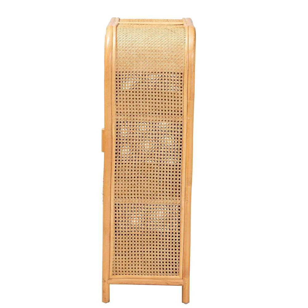 Curacao Modern Bohemian Light Honey Rattan 2-Door Storage Cabinet. Picture 14