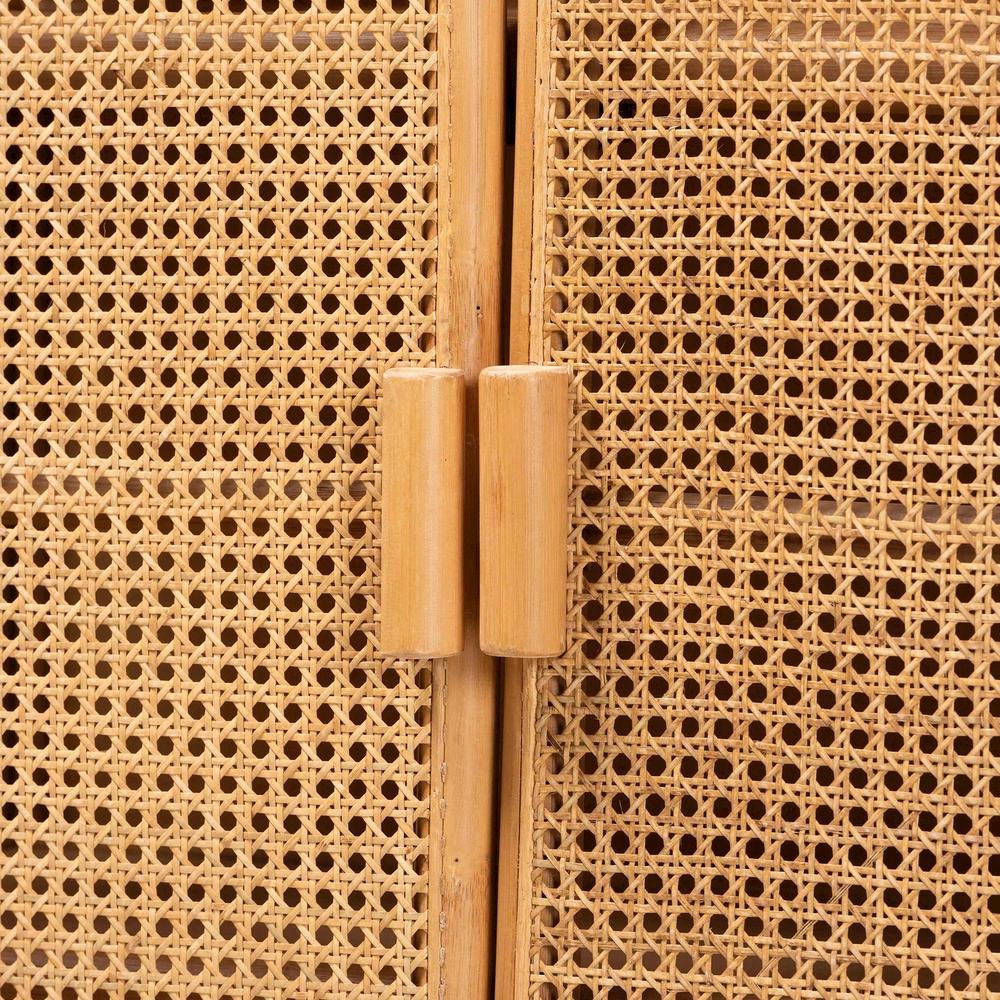 Curacao Modern Bohemian Light Honey Rattan 2-Door Storage Cabinet. Picture 15