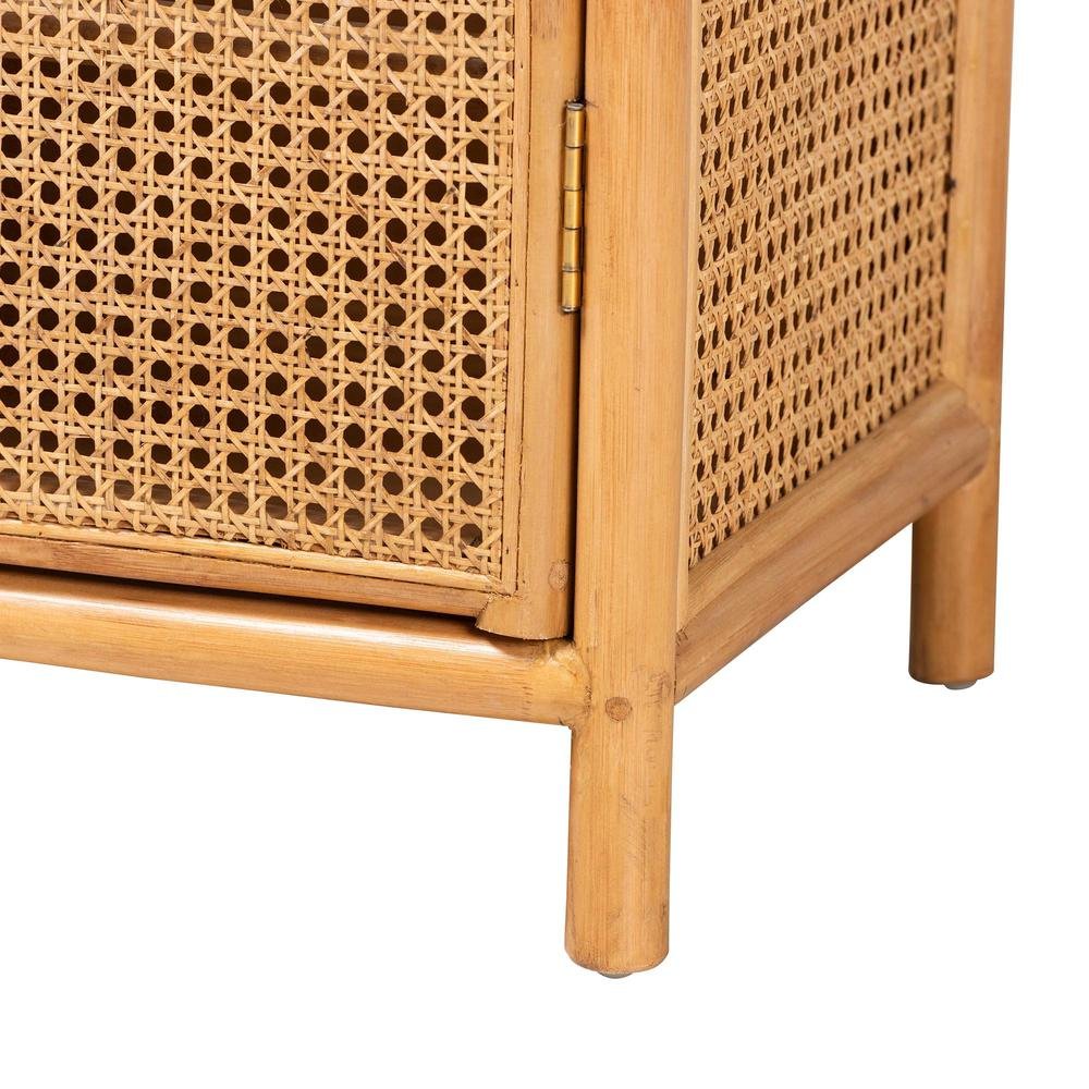 Curacao Modern Bohemian Light Honey Rattan 2-Door Storage Cabinet. Picture 16