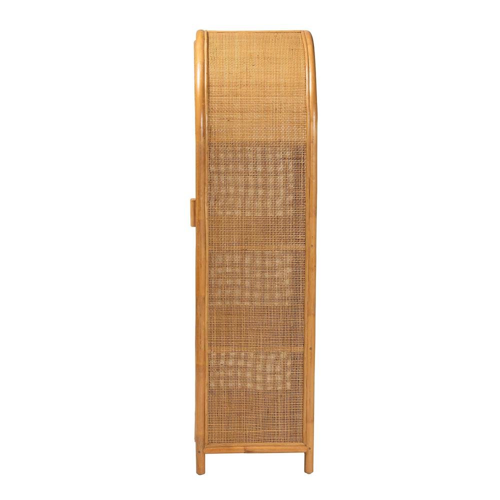bali & pari Paloma Modern Bohemian Light Honey Rattan Large Storage Cabinet. Picture 5