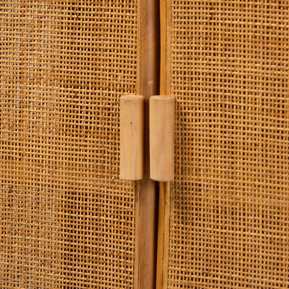 bali & pari Paloma Modern Bohemian Light Honey Rattan Large Storage Cabinet. Picture 6