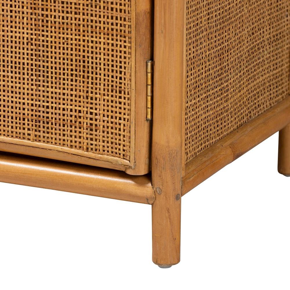 bali & pari Paloma Modern Bohemian Light Honey Rattan Large Storage Cabinet. Picture 7