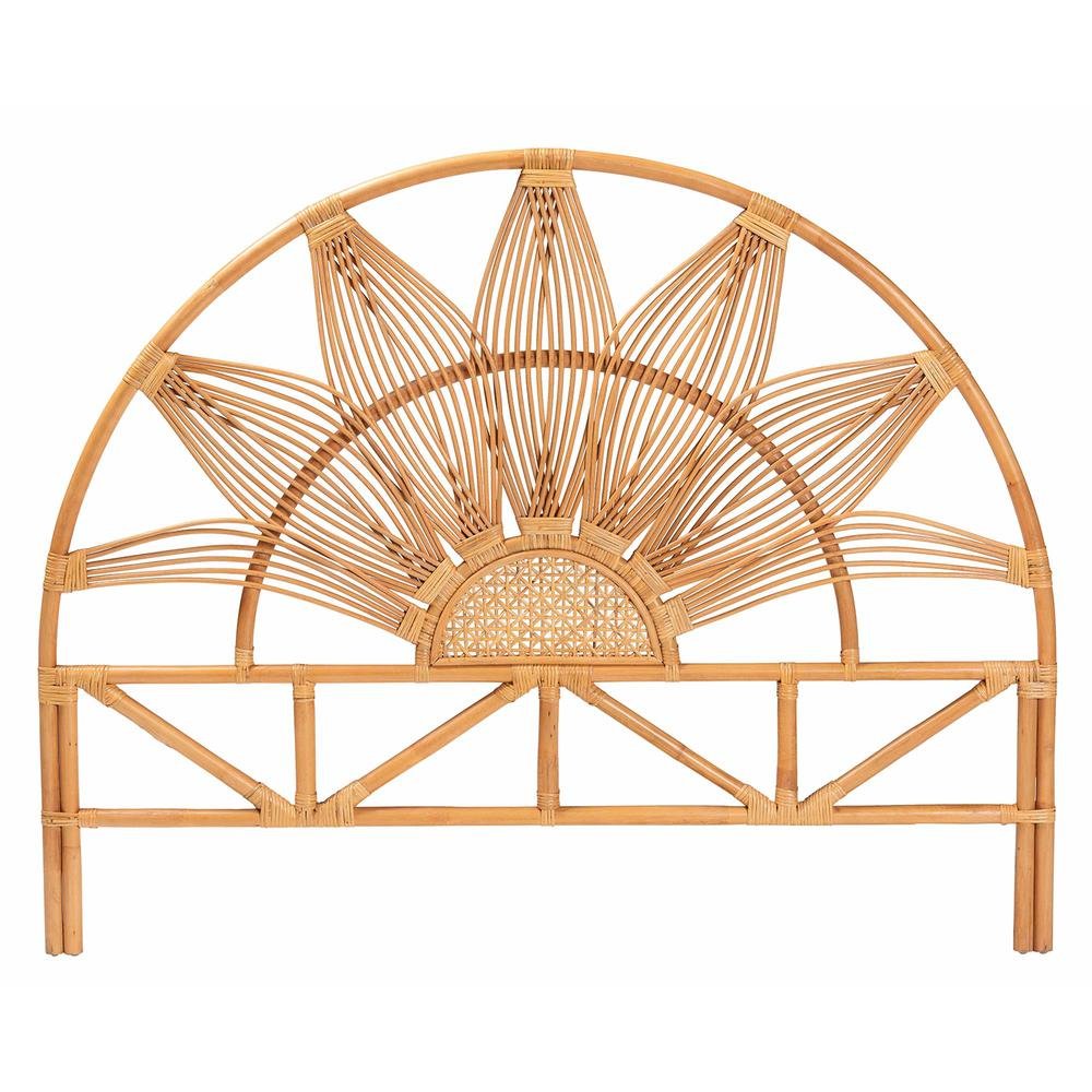 Jasmine Modern Bohemian Natural Rattan King Size Standalone Headboard. Picture 9