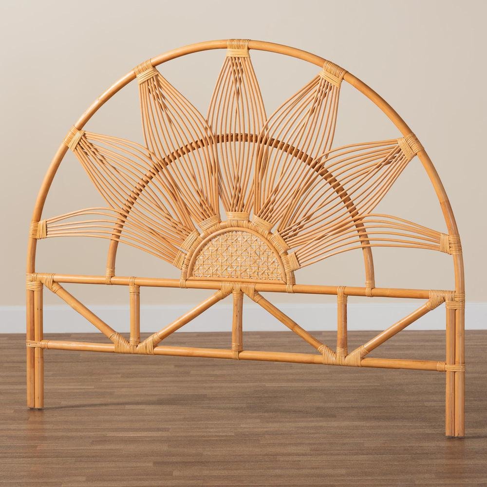 Jasmine Modern Bohemian Natural Rattan King Size Standalone Headboard. Picture 12
