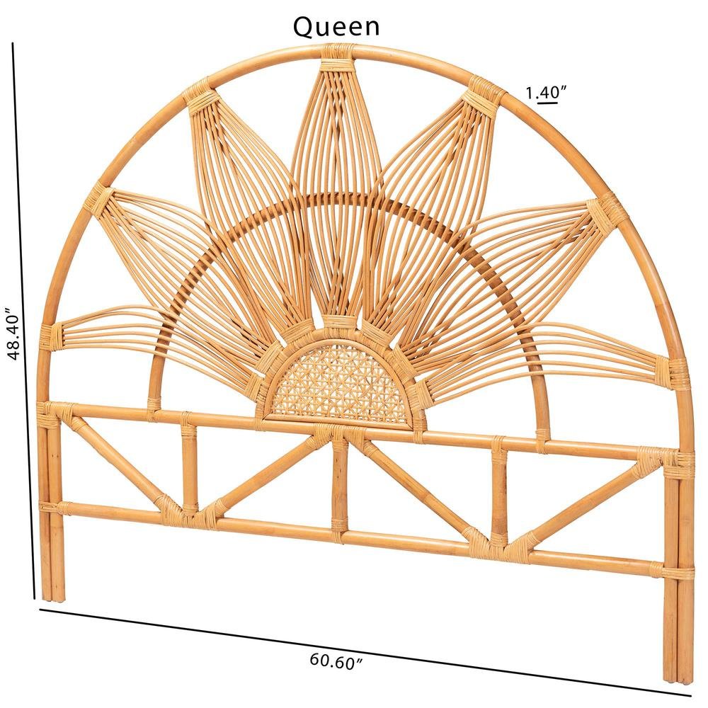 Jasmine Modern Bohemian Natural Rattan King Size Standalone Headboard. Picture 13