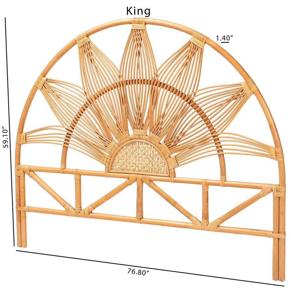 Jasmine Modern Bohemian Natural Rattan King Size Standalone Headboard. Picture 14