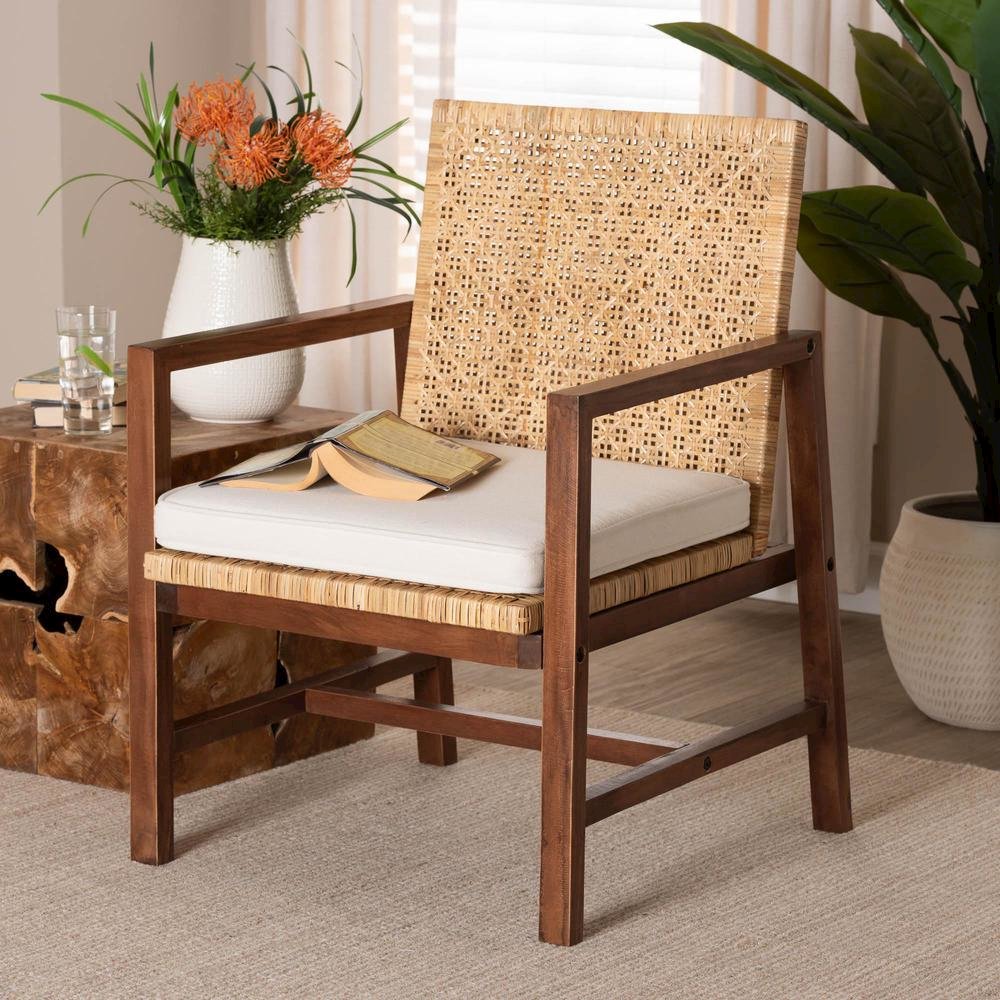 Lovina Bohemian Light Honey Rattan and Acacia Wood Arm Chair. Picture 18