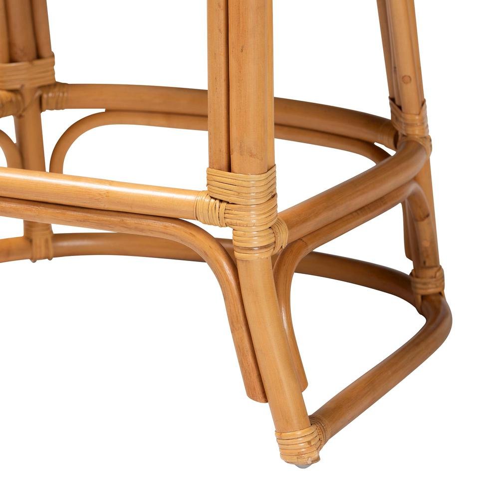 Veneto Modern Bohemian Light Honey and Dark Brown Rattan Bar Stool. Picture 16