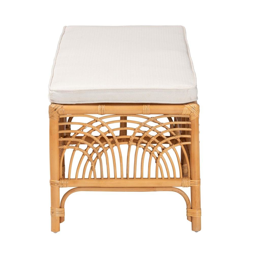 bali & pari Materra Modern bohemian Natural Brown Rattan Bench. Picture 11