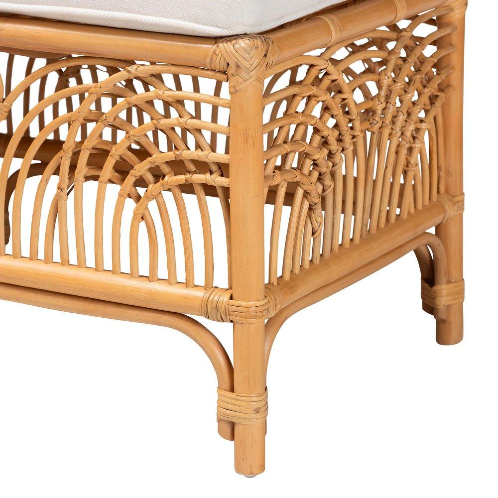 bali & pari Materra Modern bohemian Natural Brown Rattan Bench. Picture 12