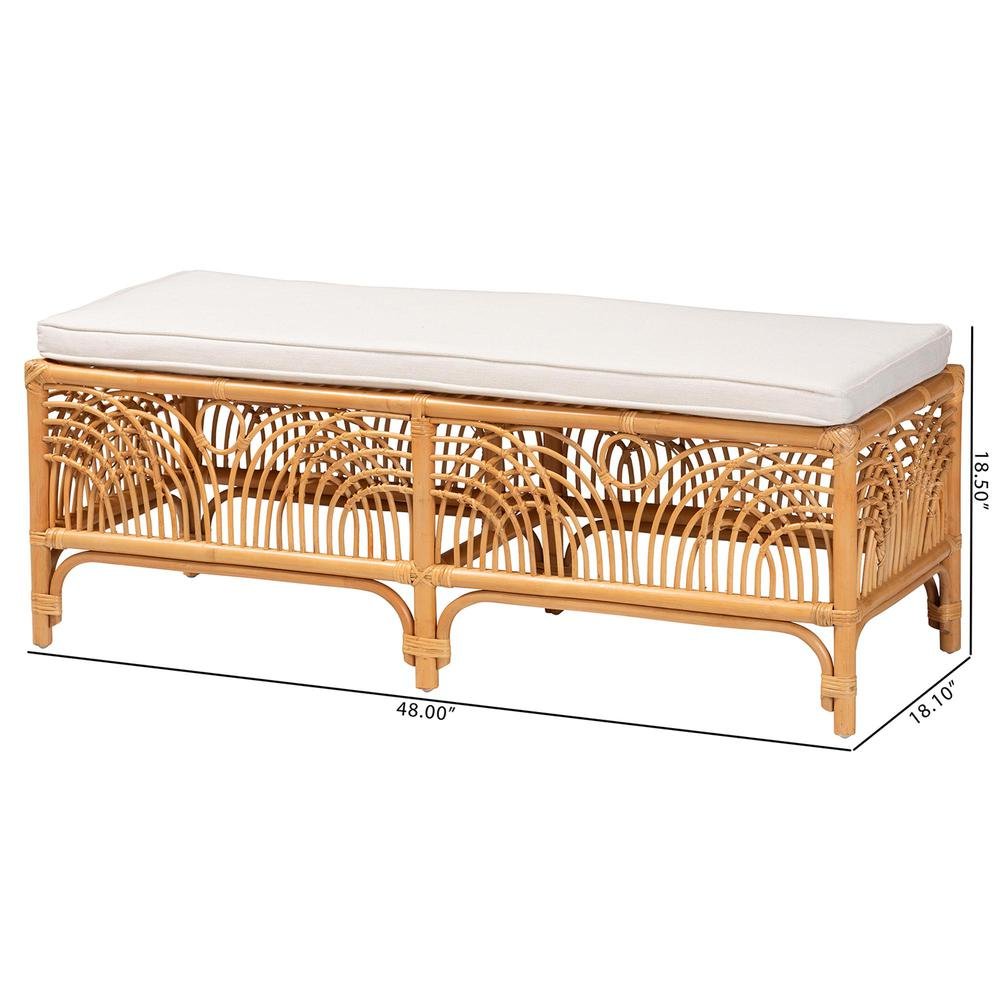 bali & pari Materra Modern bohemian Natural Brown Rattan Bench. Picture 16