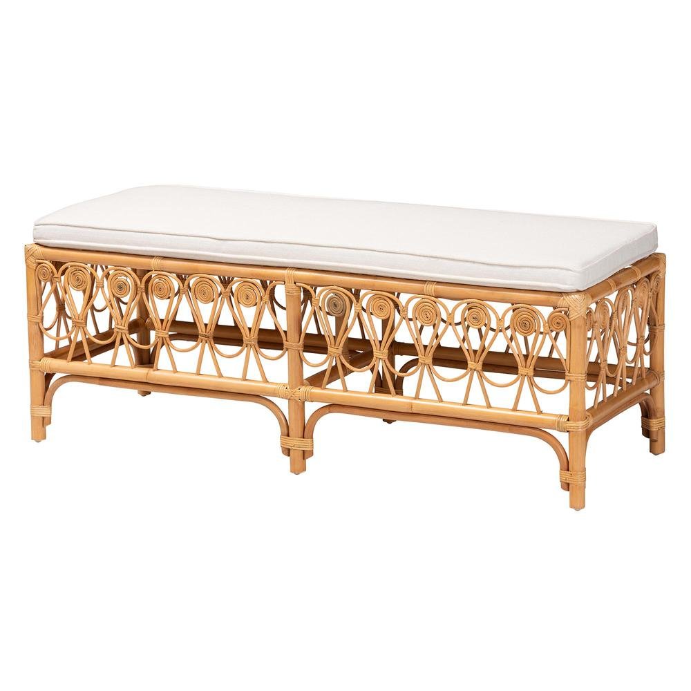 bali & pari Ibiza Modern bohemian Natural Brown Rattan Bench. Picture 9