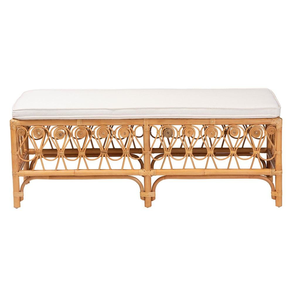 bali & pari Ibiza Modern bohemian Natural Brown Rattan Bench. Picture 10