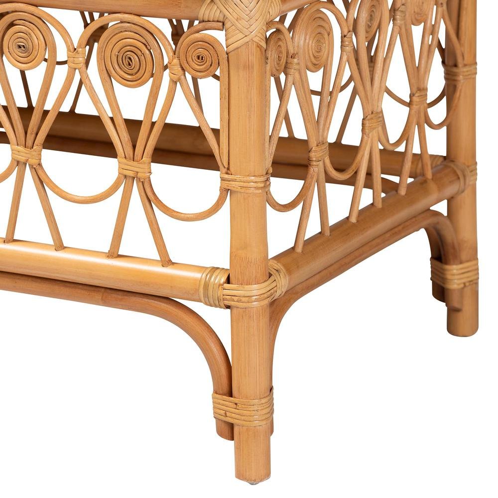bali & pari Ibiza Modern bohemian Natural Brown Rattan Bench. Picture 12