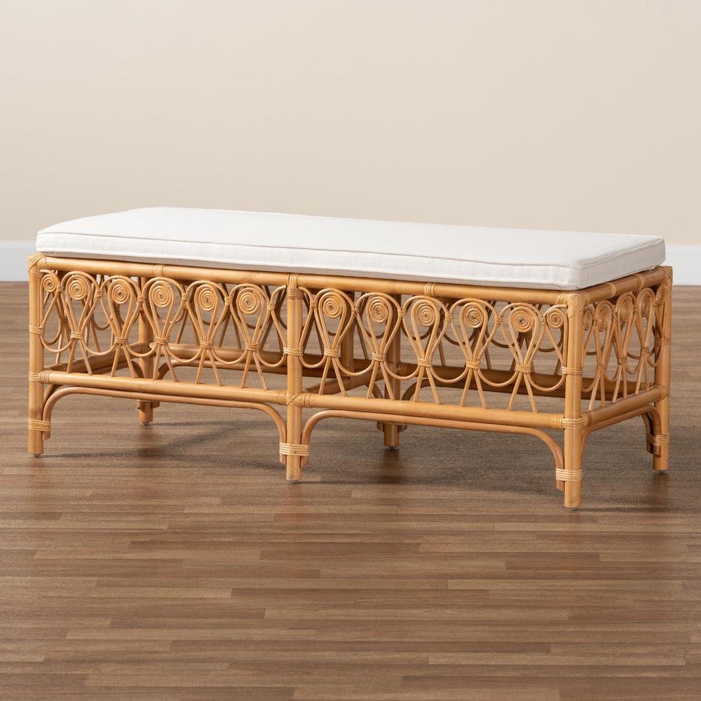 bali & pari Ibiza Modern bohemian Natural Brown Rattan Bench. Picture 15