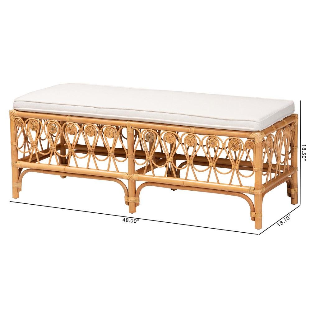 bali & pari Ibiza Modern bohemian Natural Brown Rattan Bench. Picture 16