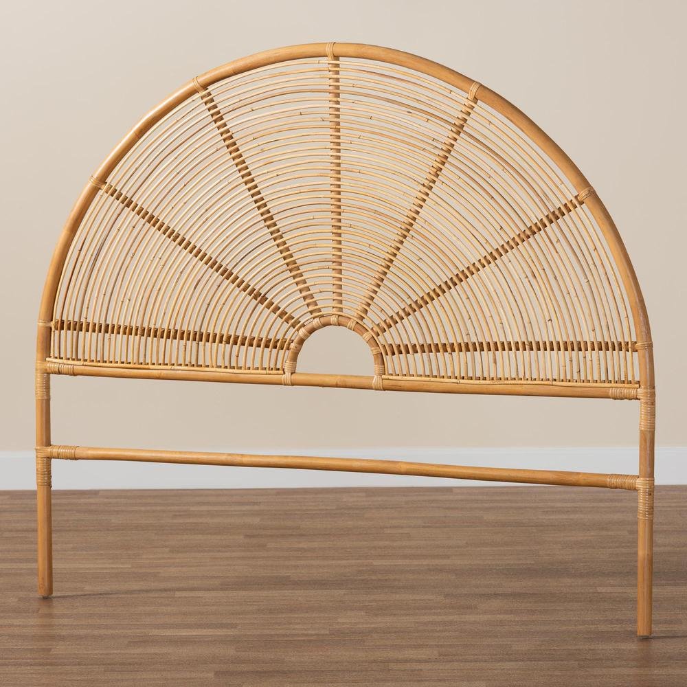 Nina Modern Bohemian Honey Rattan Queen Size Standalone Headboard. Picture 11