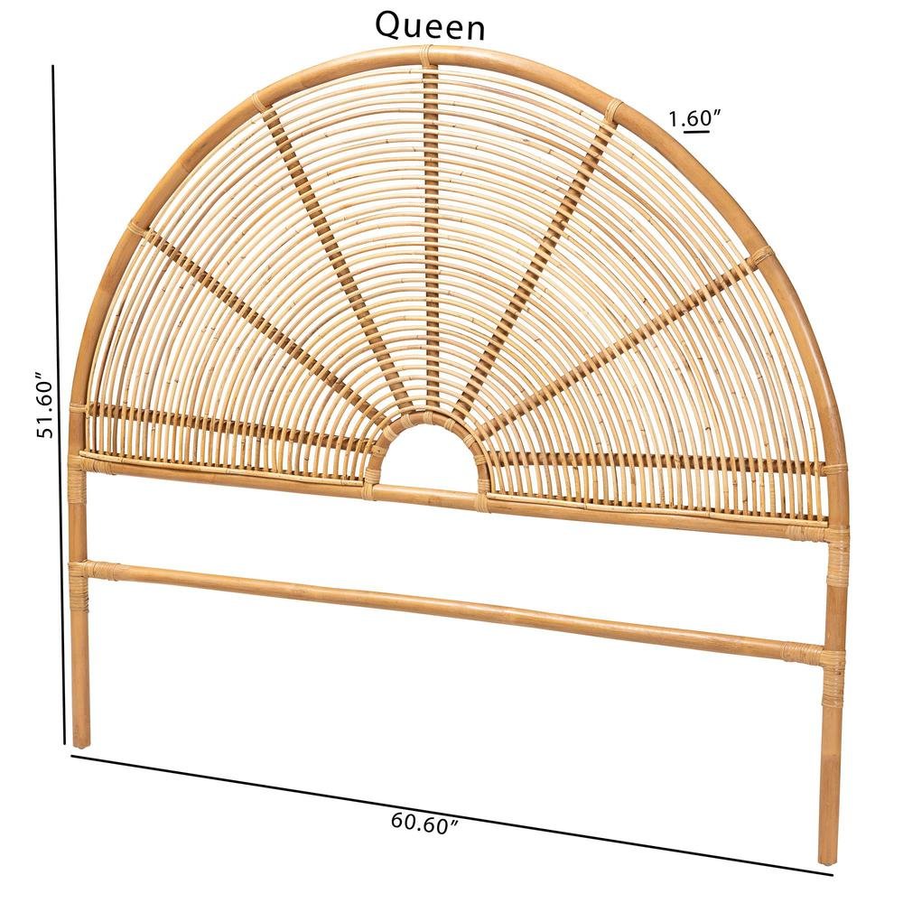 Nina Modern Bohemian Honey Rattan Queen Size Standalone Headboard. Picture 12