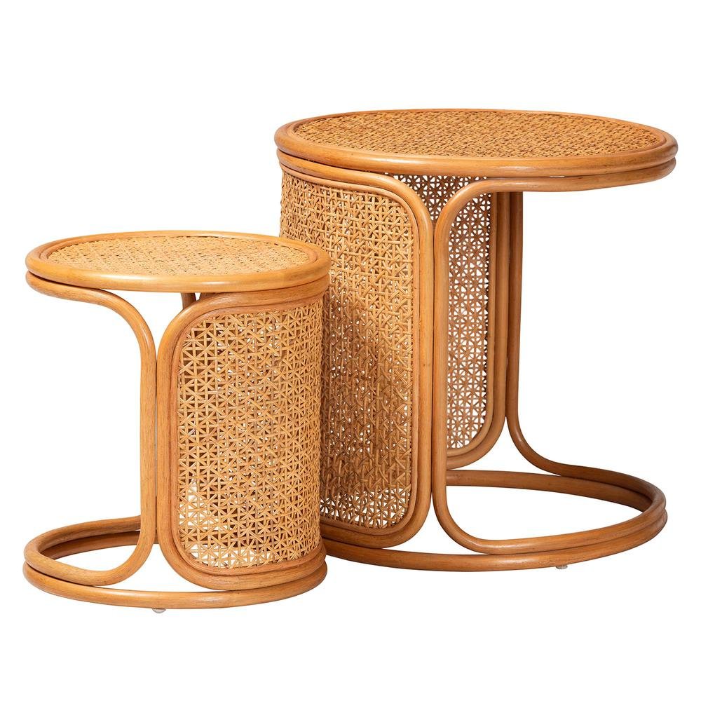 Eldon Bohemian Honey Rattan 2-Piece Nesting End Table Set. Picture 9