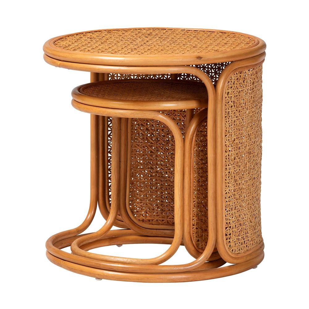 Eldon Bohemian Honey Rattan 2-Piece Nesting End Table Set. Picture 10