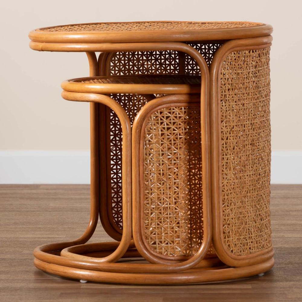 Eldon Bohemian Honey Rattan 2-Piece Nesting End Table Set. Picture 15
