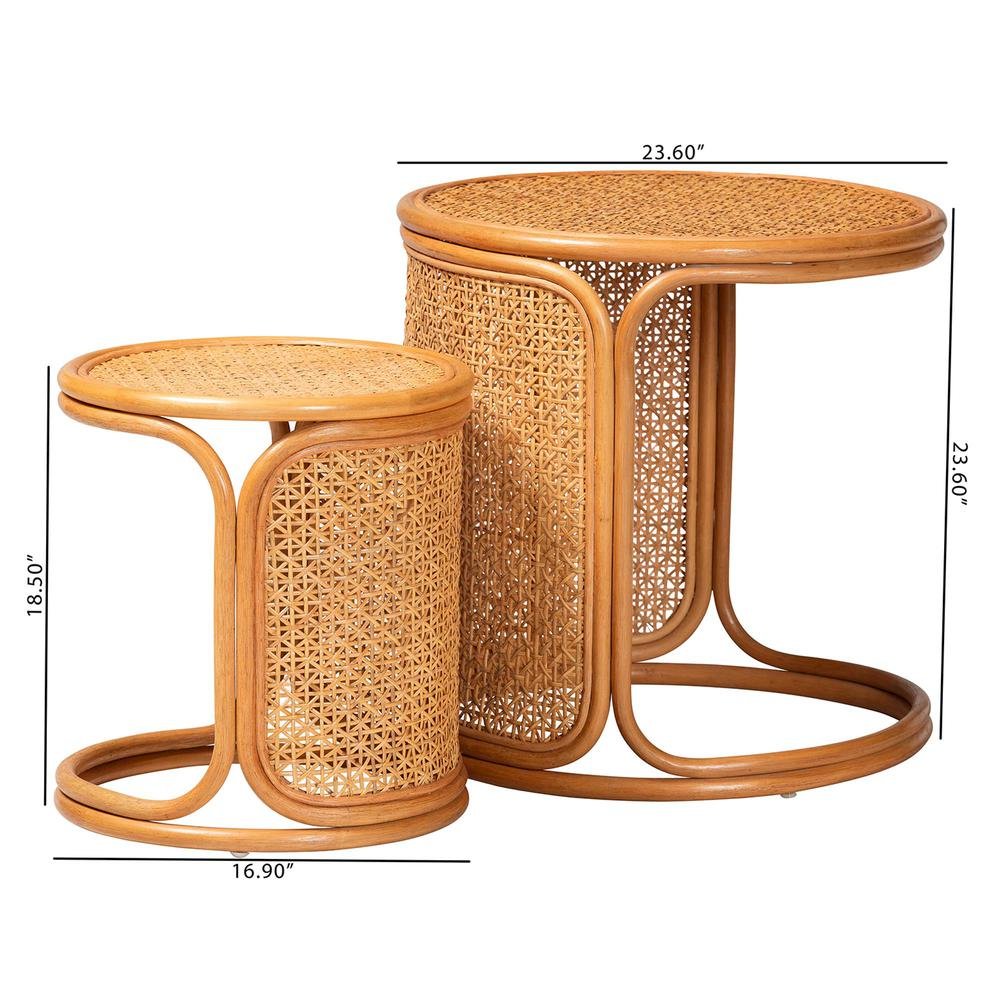 Eldon Bohemian Honey Rattan 2-Piece Nesting End Table Set. Picture 16