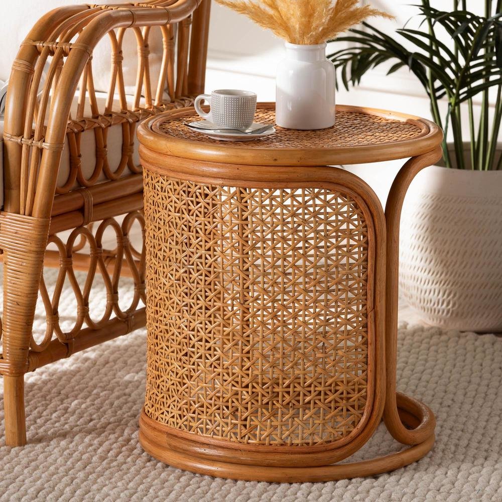 Eldon Bohemian Honey Rattan End Table. Picture 14