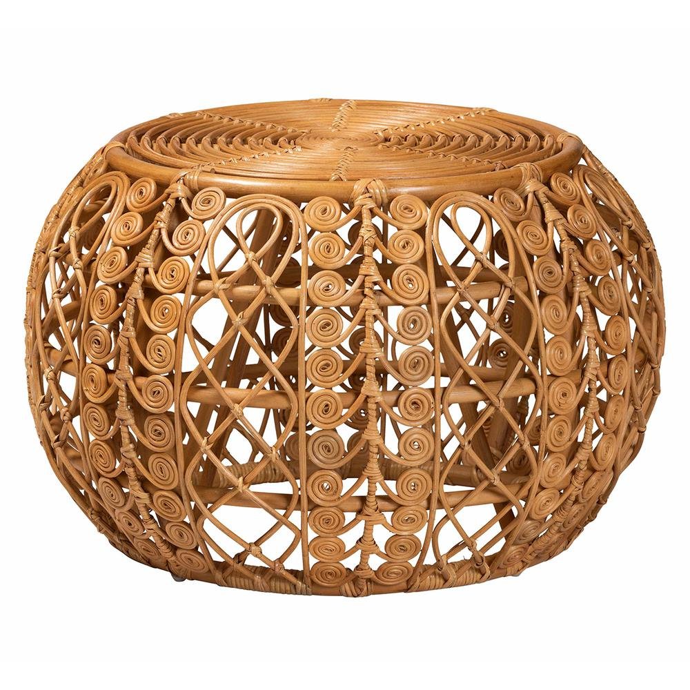 bali & pari Tiramisu Modern Bohemian Natural Brown Rattan Coffee Table. Picture 9