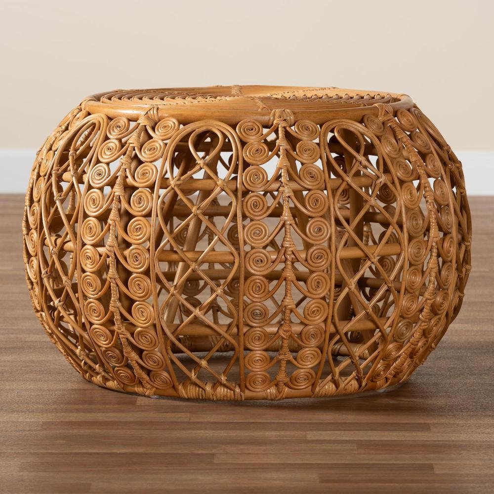 bali & pari Tiramisu Modern Bohemian Natural Brown Rattan Coffee Table. Picture 15