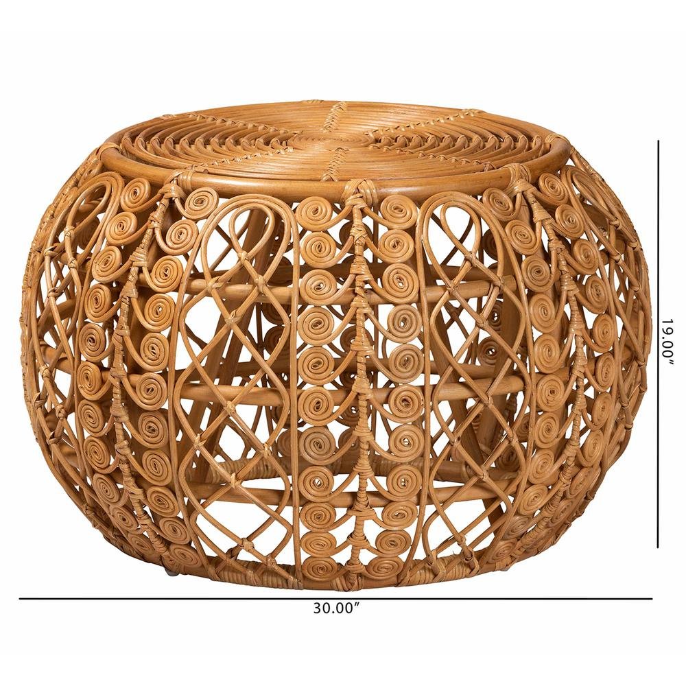 bali & pari Tiramisu Modern Bohemian Natural Brown Rattan Coffee Table. Picture 16