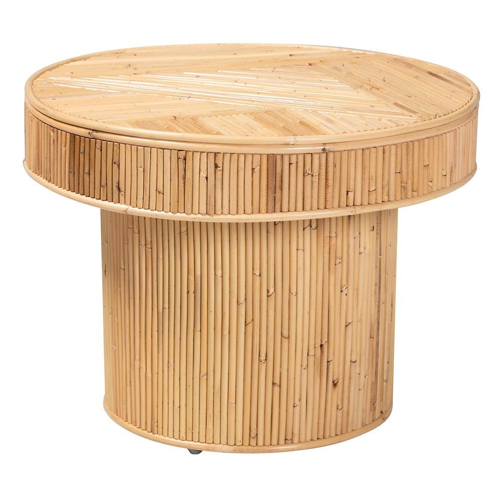 Iryna Modern Bohemian Natural Rattan End Table. Picture 9